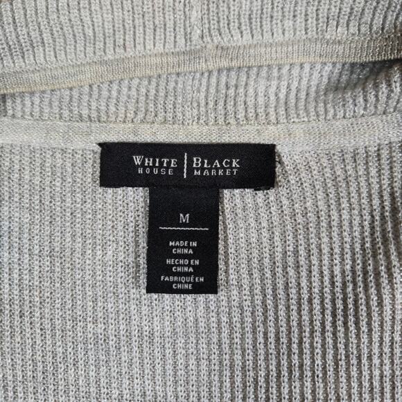 White House Black Market Cardigan Sweater Size Medium Gray Neutral Lagenlook - Picture 3 of 5